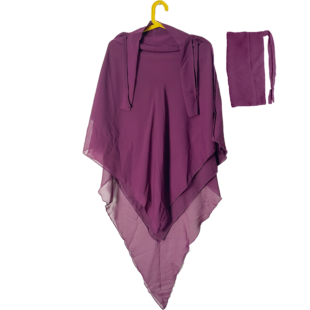 3 Layer Khimer Hijab with Niqab in Purple