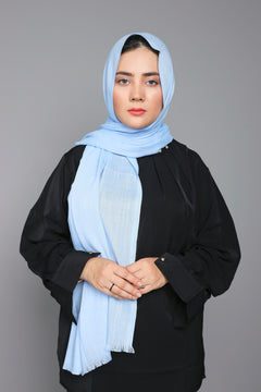 Baby Blue Turkish Scarf elegantly displayed, illustrating its versatility and trendy appeal.