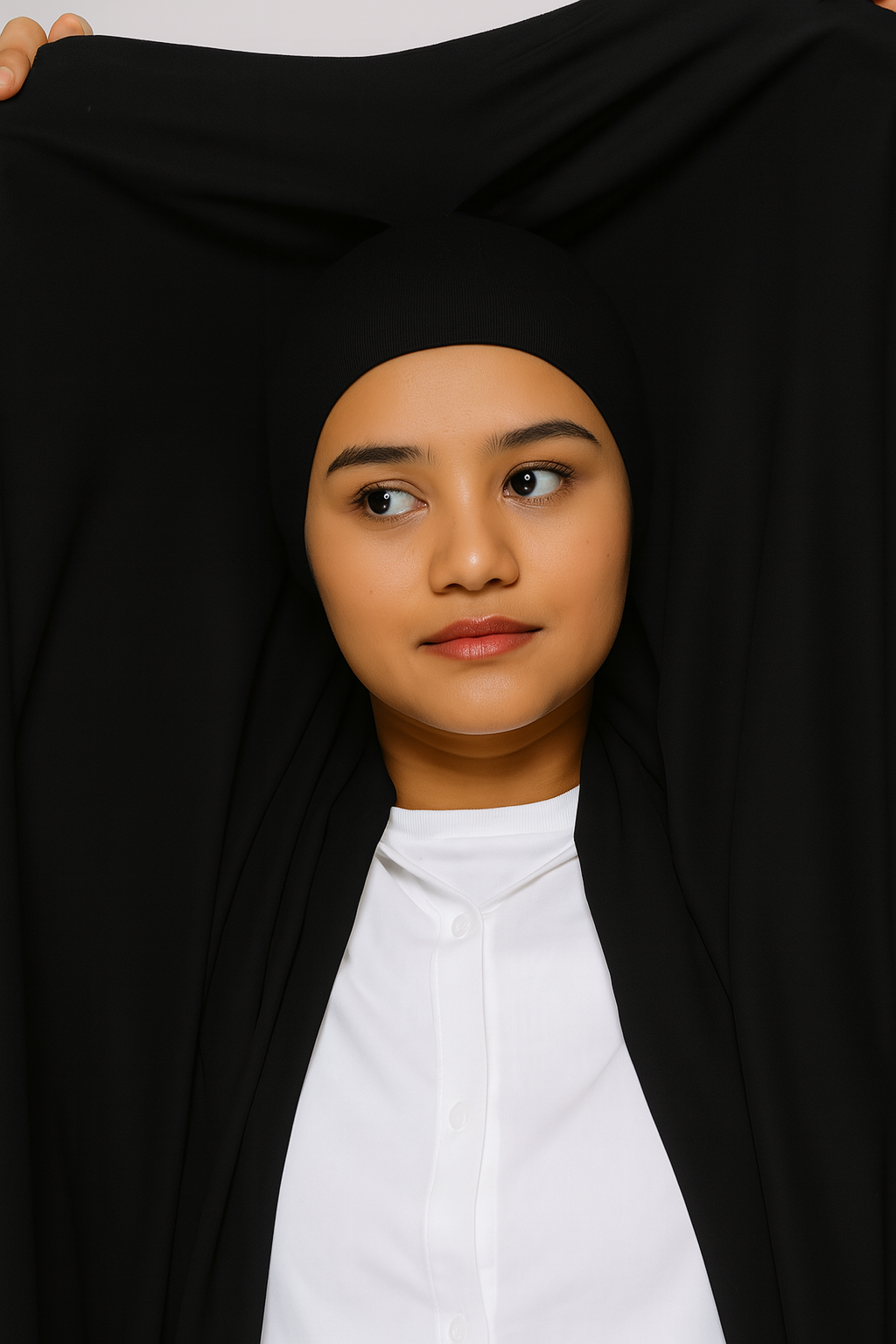 Georgette Instant Hijab With Magnet In Black