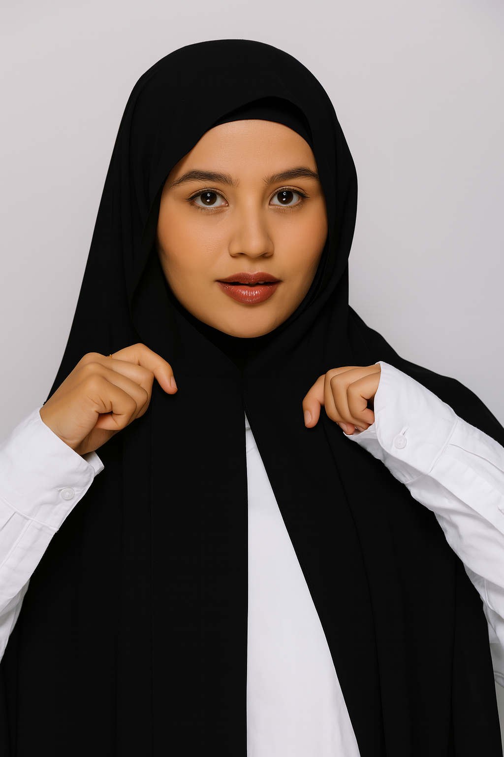 Georgette Instant Hijab With Magnet In Black