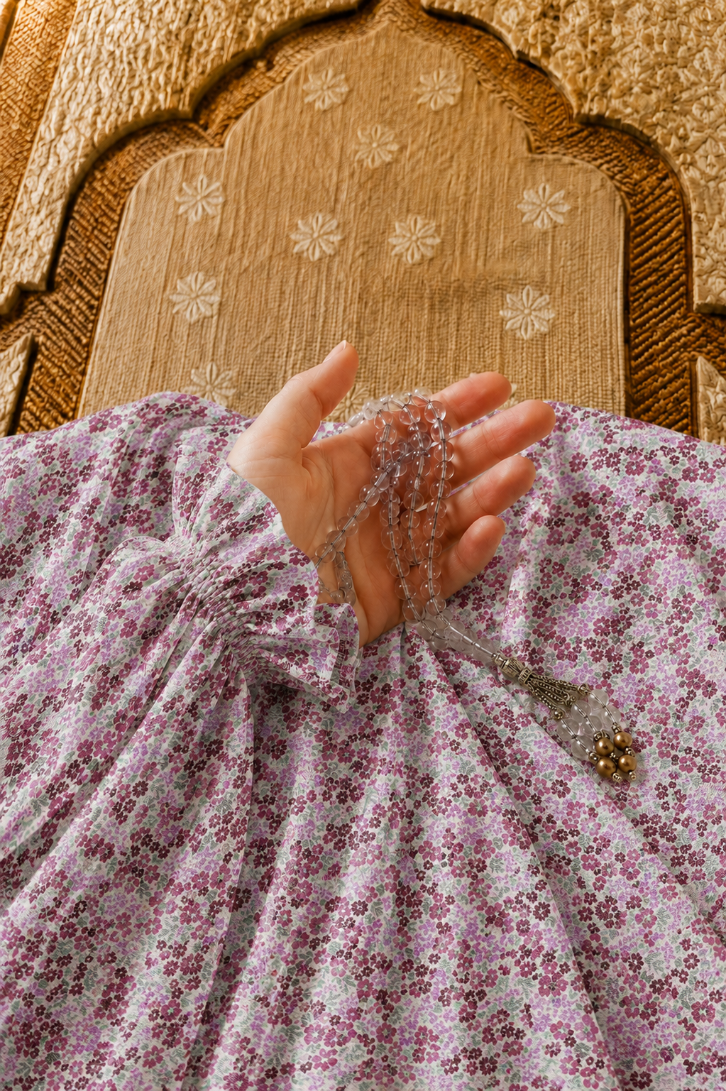 Blush Namaz Chadar - Meadow Print
