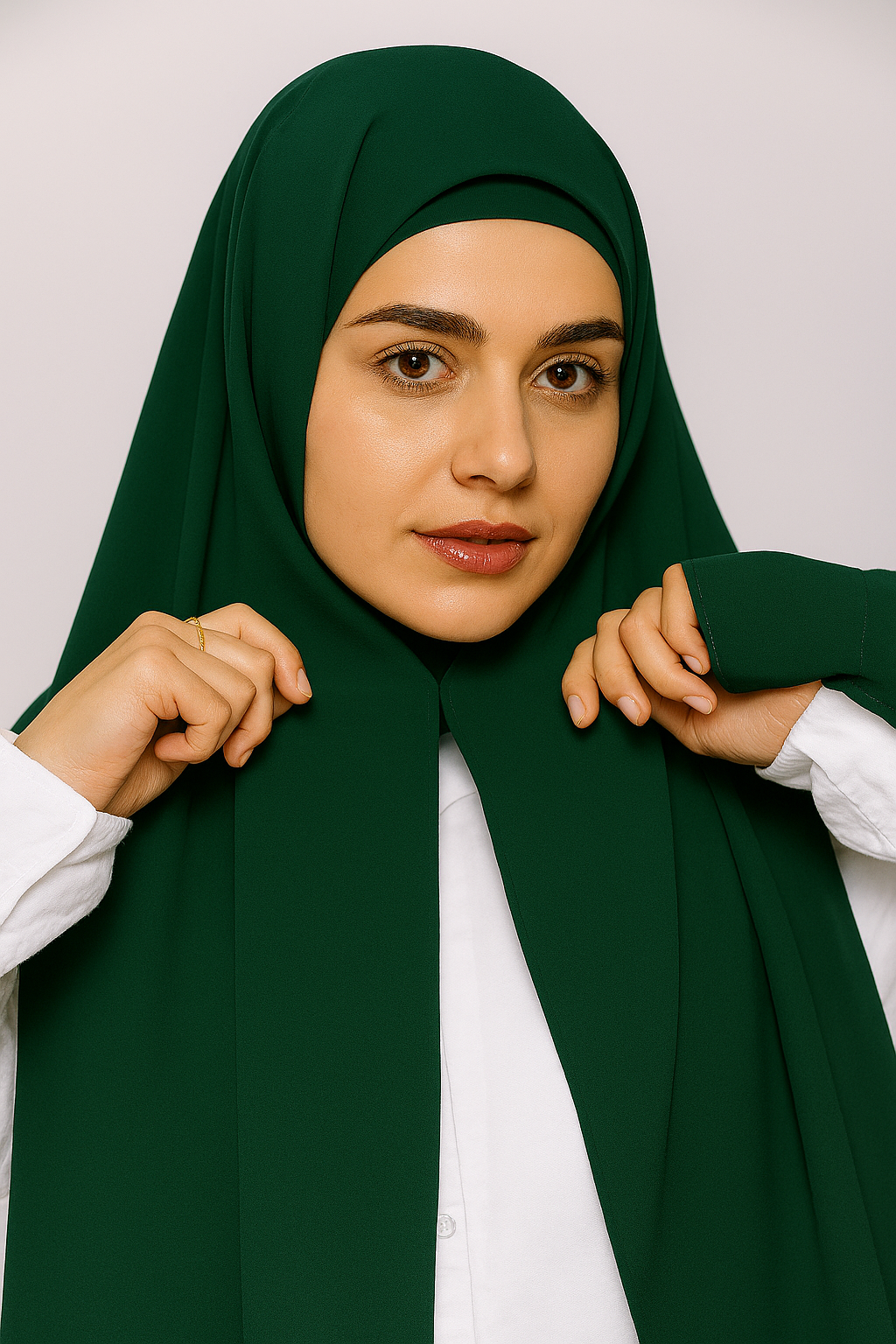 Georgette Instant Hijab With Magnet In Bottle Green