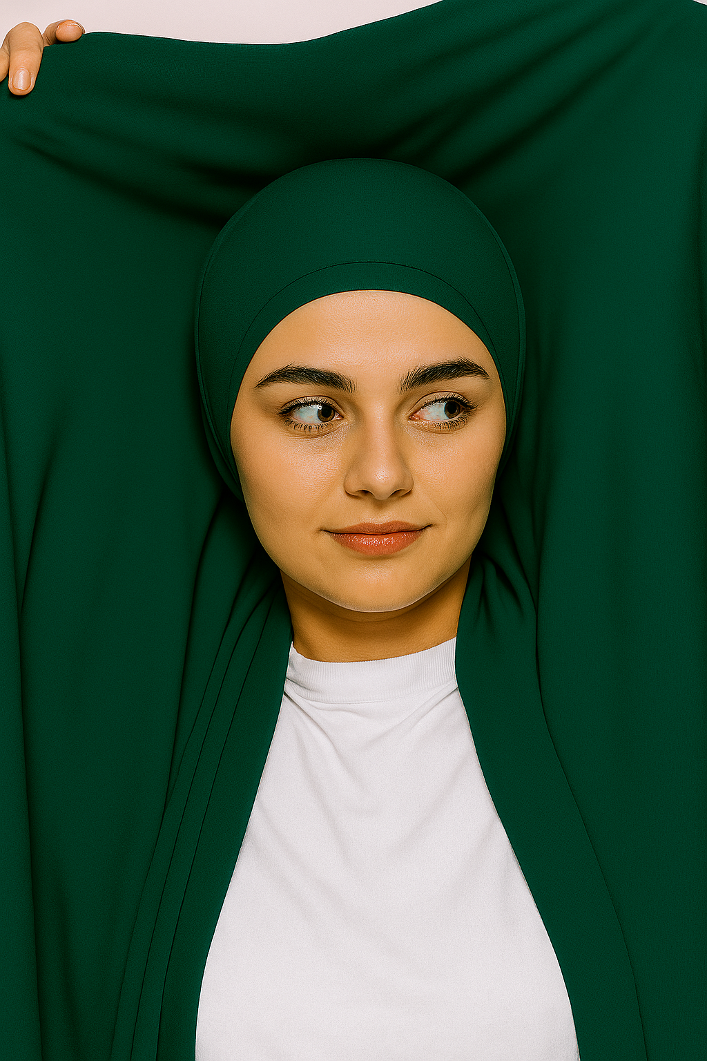 Georgette Instant Hijab With Magnet In Bottle Green