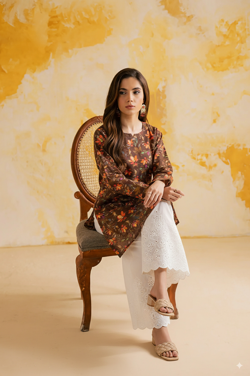 Co-Ord Set Brown Petals