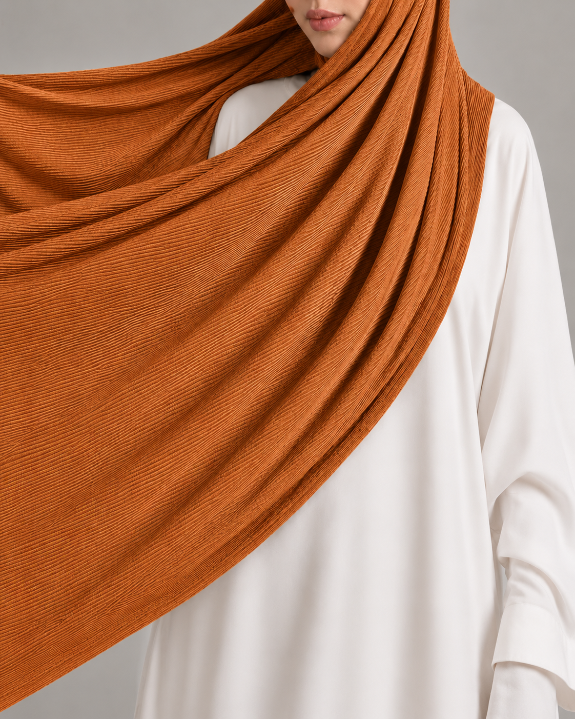 Ribbed Jersey Hijab in Camel Brown