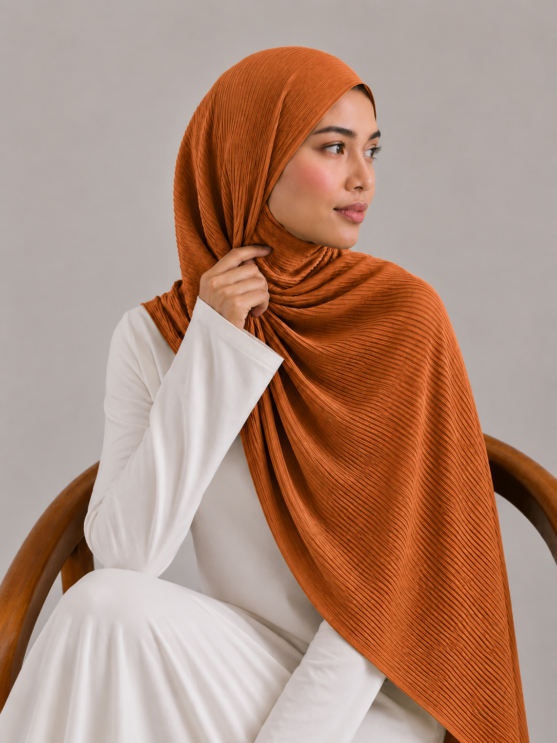 Ribbed Jersey Hijab in Camel Brown