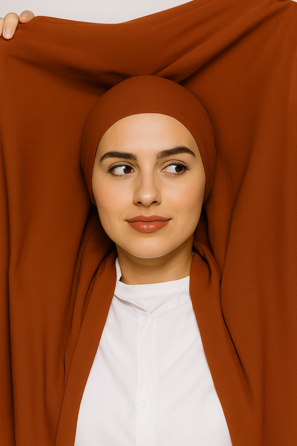 Georgette Instant Hijab With Magnet In Cedar