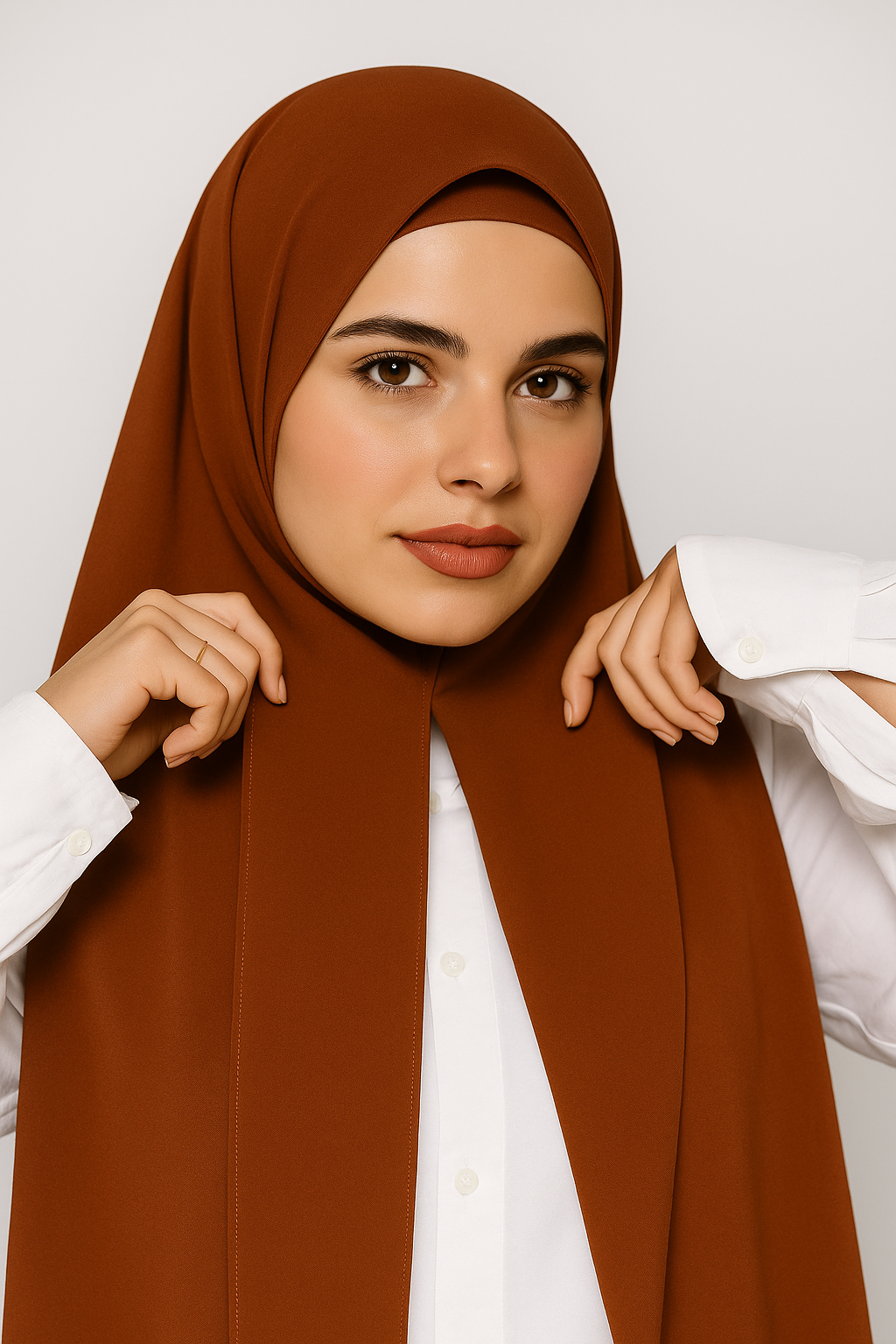 Georgette Instant Hijab With Magnet In Cedar