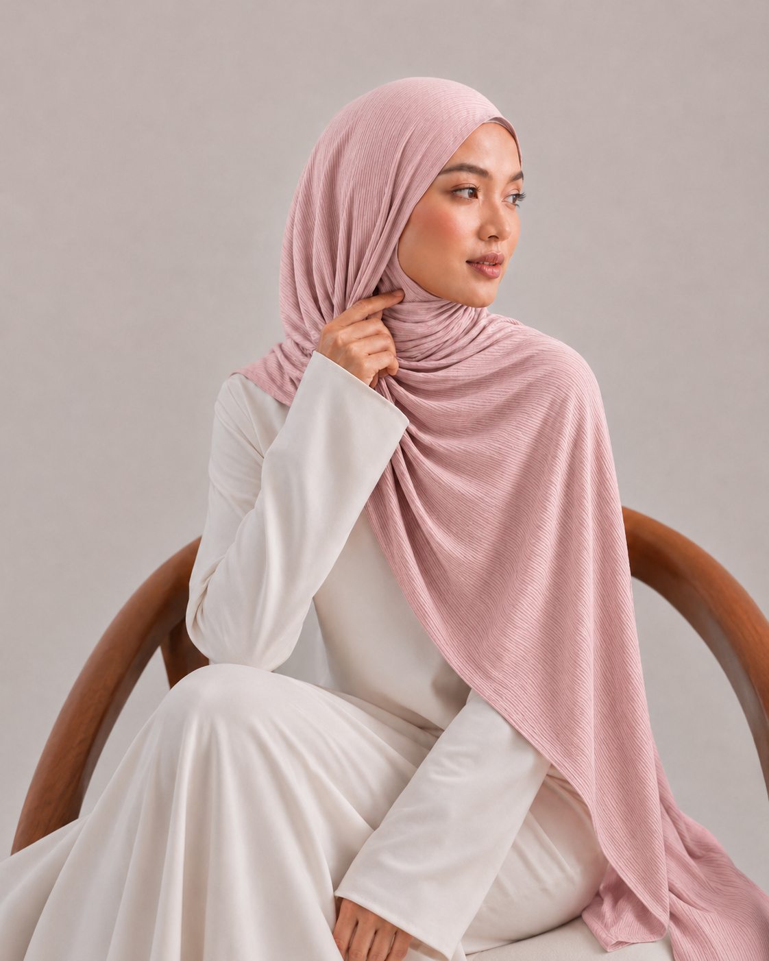 Ribbed Jersey Hijab in Dusty Pink