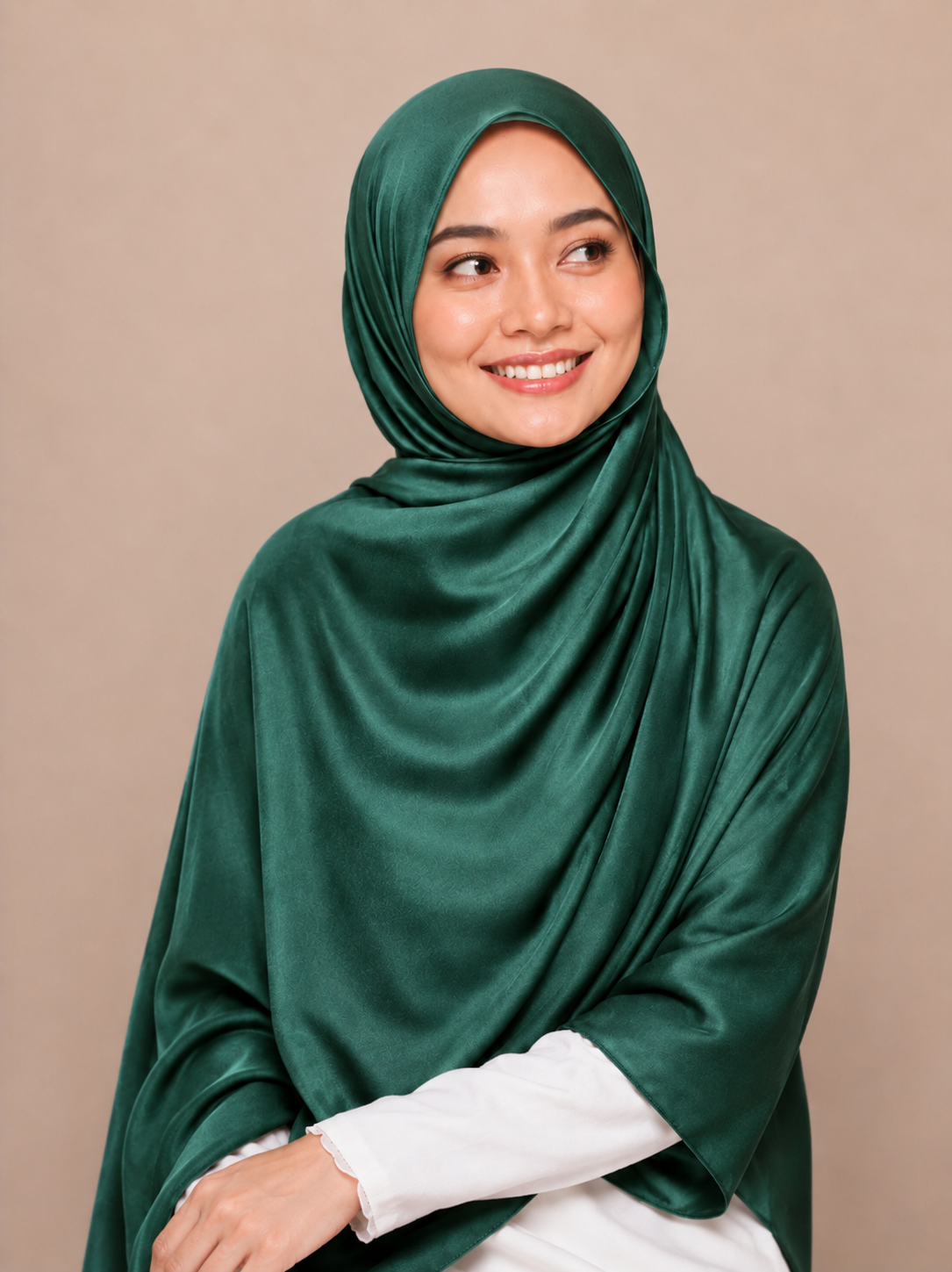 Satin Silk Hijab - Bottle Green