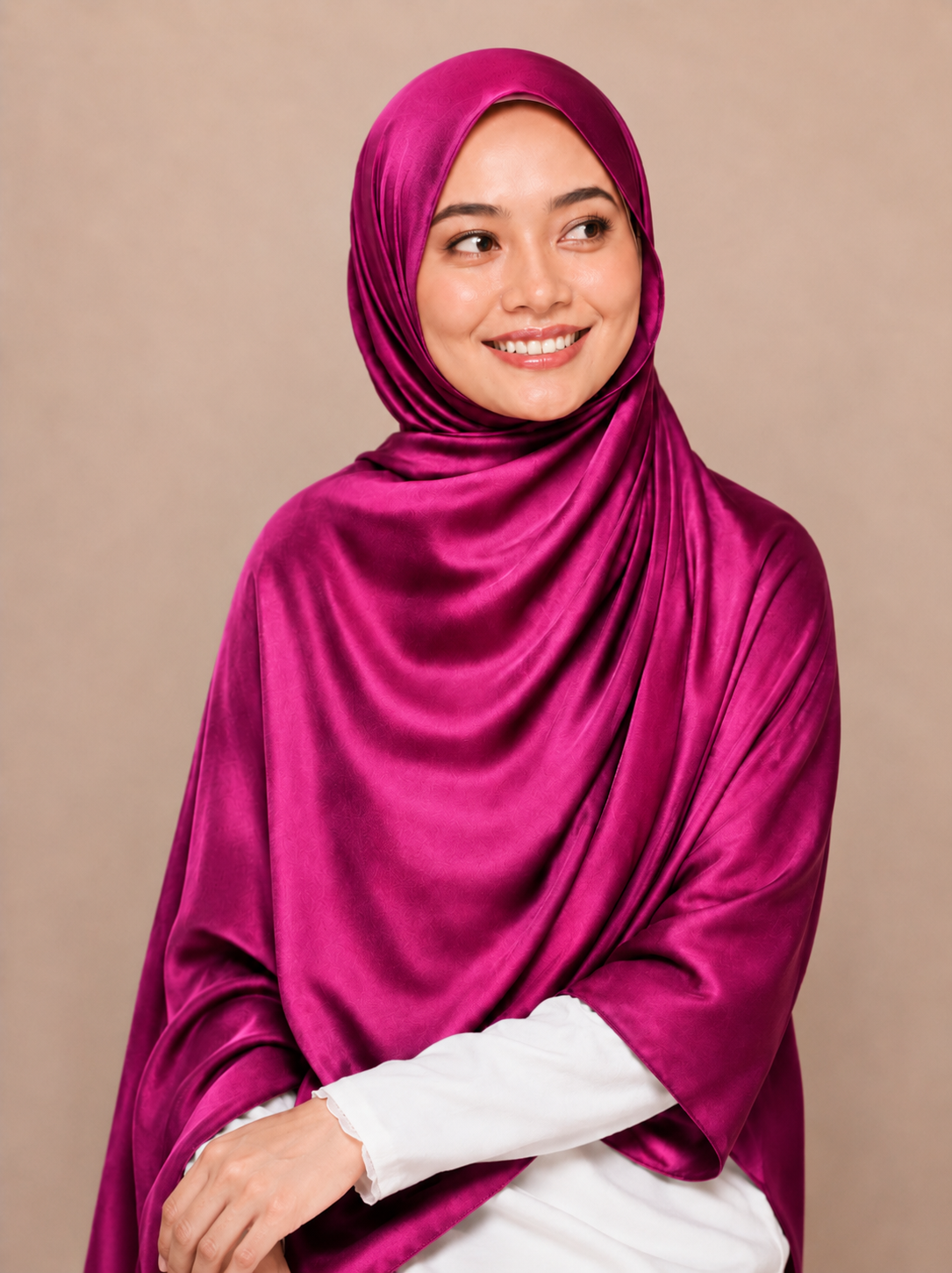 Satin Silk Hijab - Dark Pink