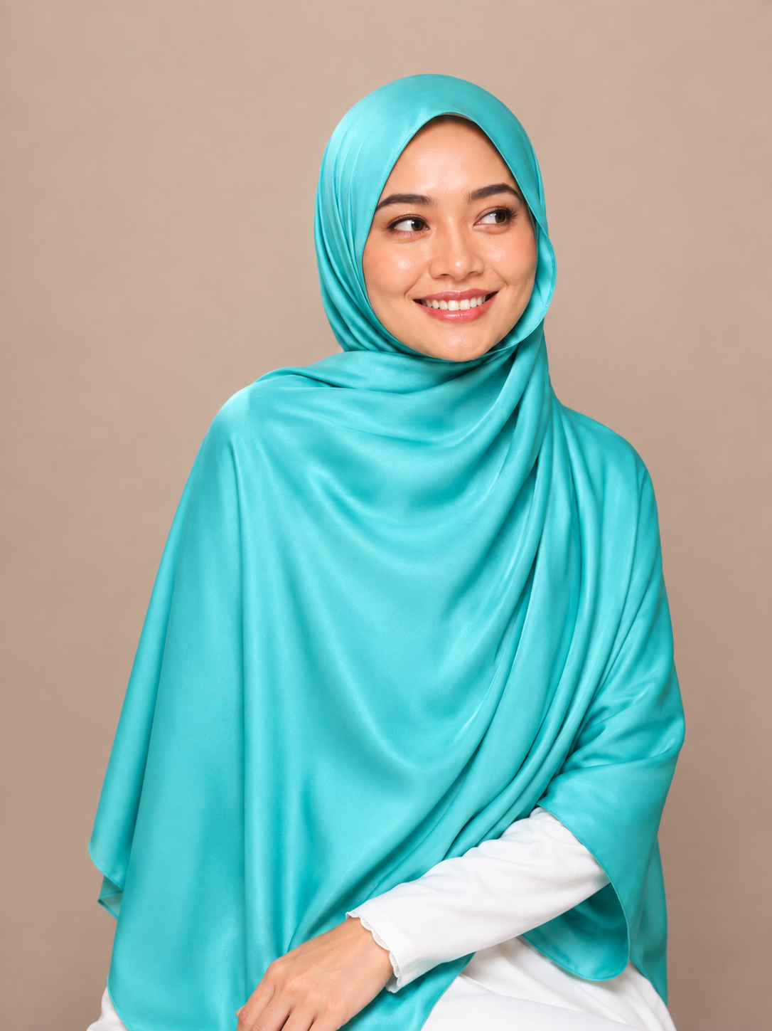 Satin Silk Hijab - Sea Blue