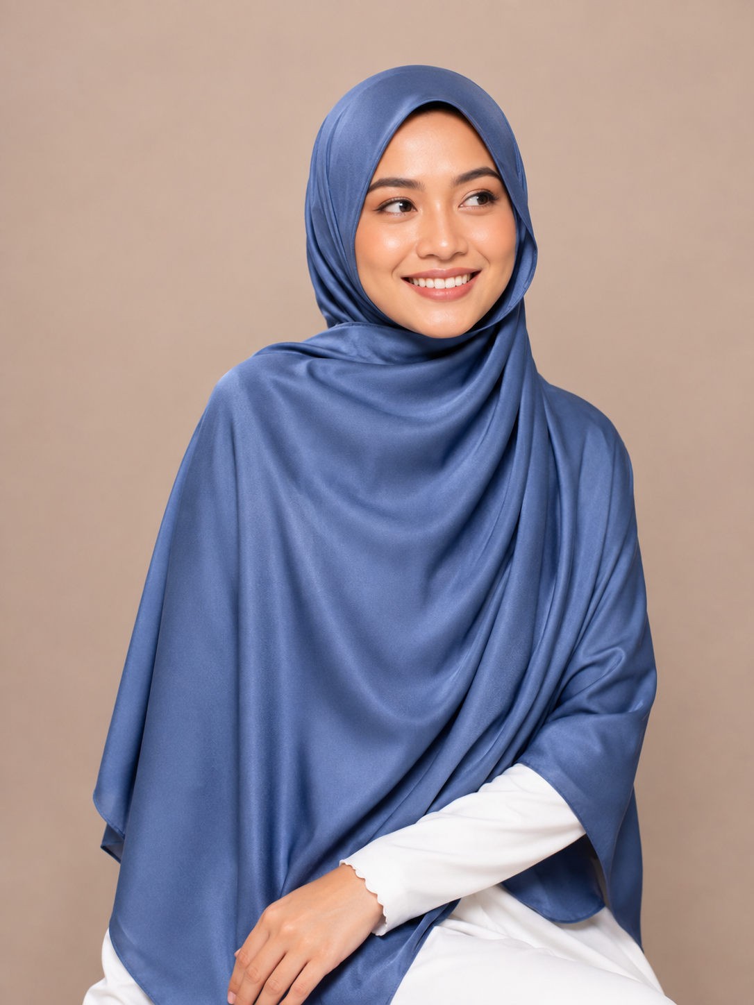 Satin Silk Hijab - Slate Blue