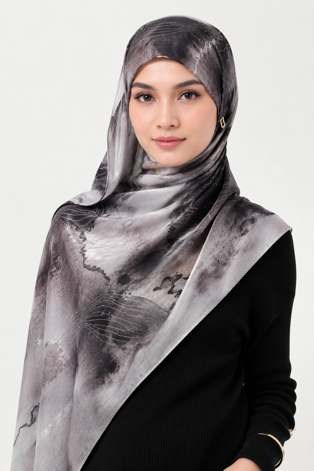 Printed Silk - Smoke Marble
