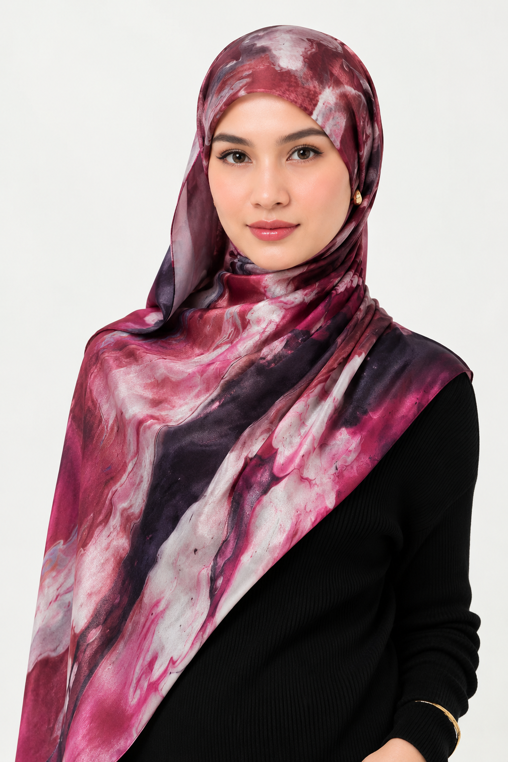 Printed Silk - Wine Marble