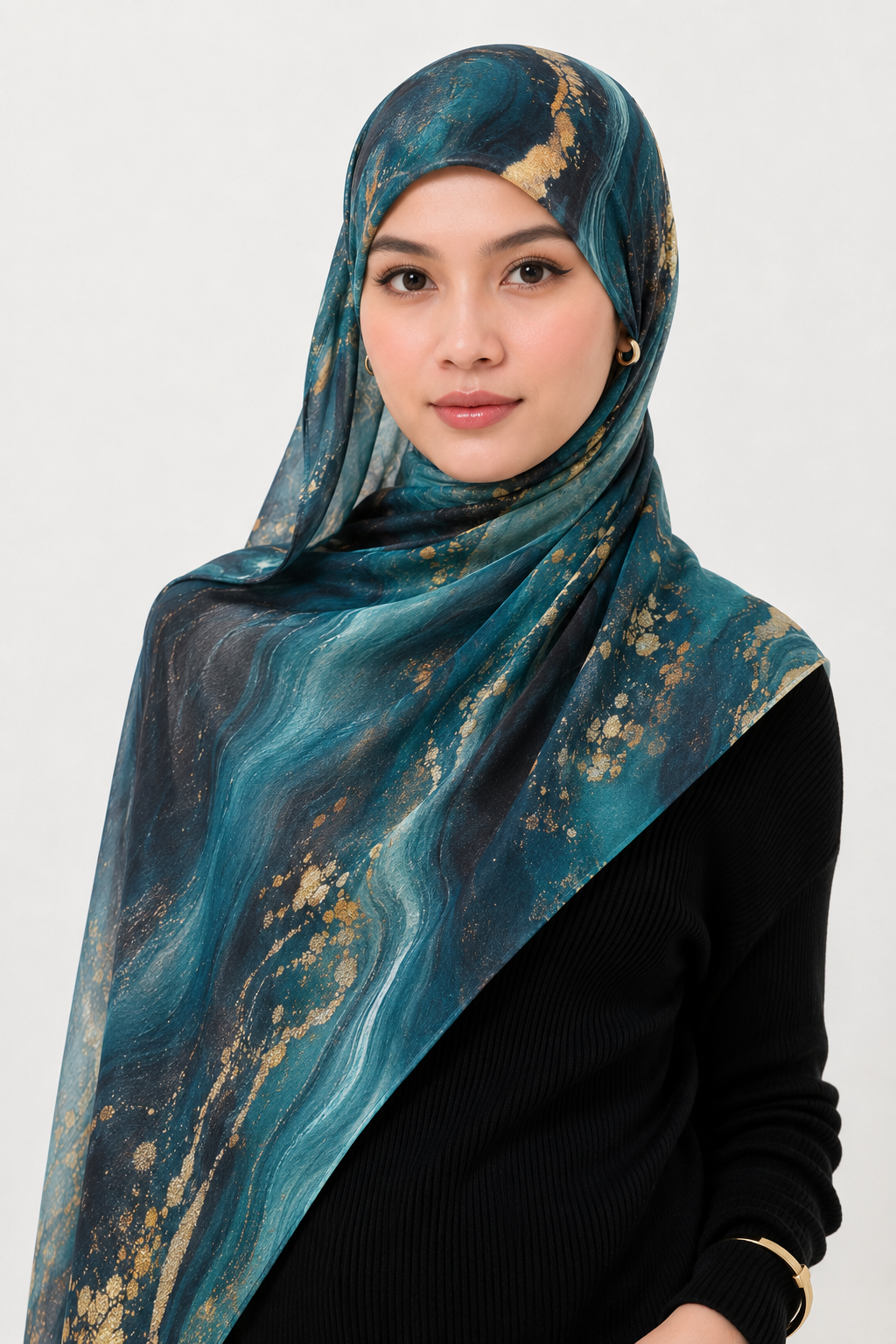 Printed Silk - Teal Gold