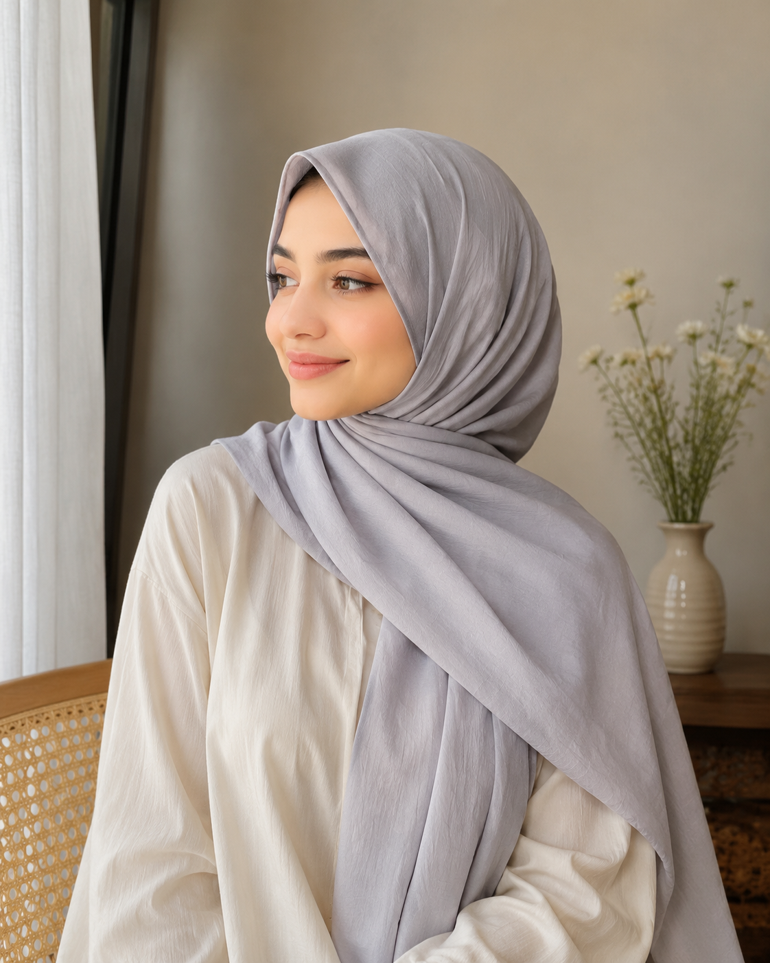 Soft Crush Lawn Hijab in Slate Grey