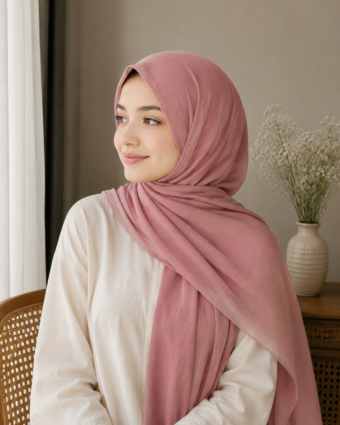 Soft Crush Lawn Hijab in Dusty Rose
