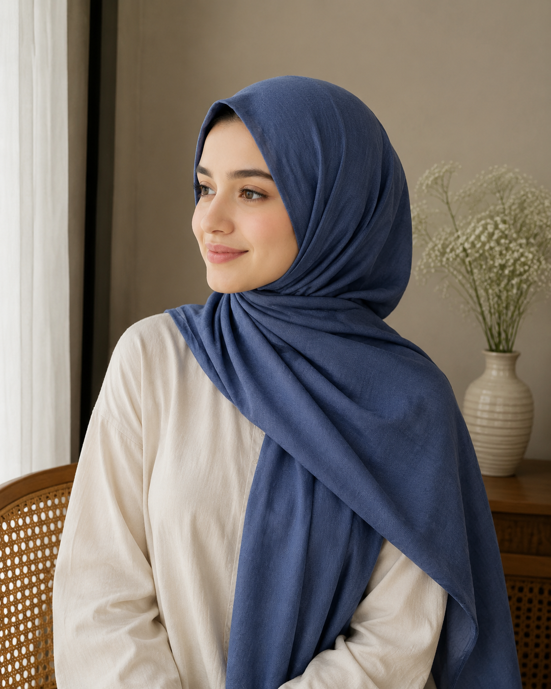 Soft Crush Lawn Hijab in Navy Blue