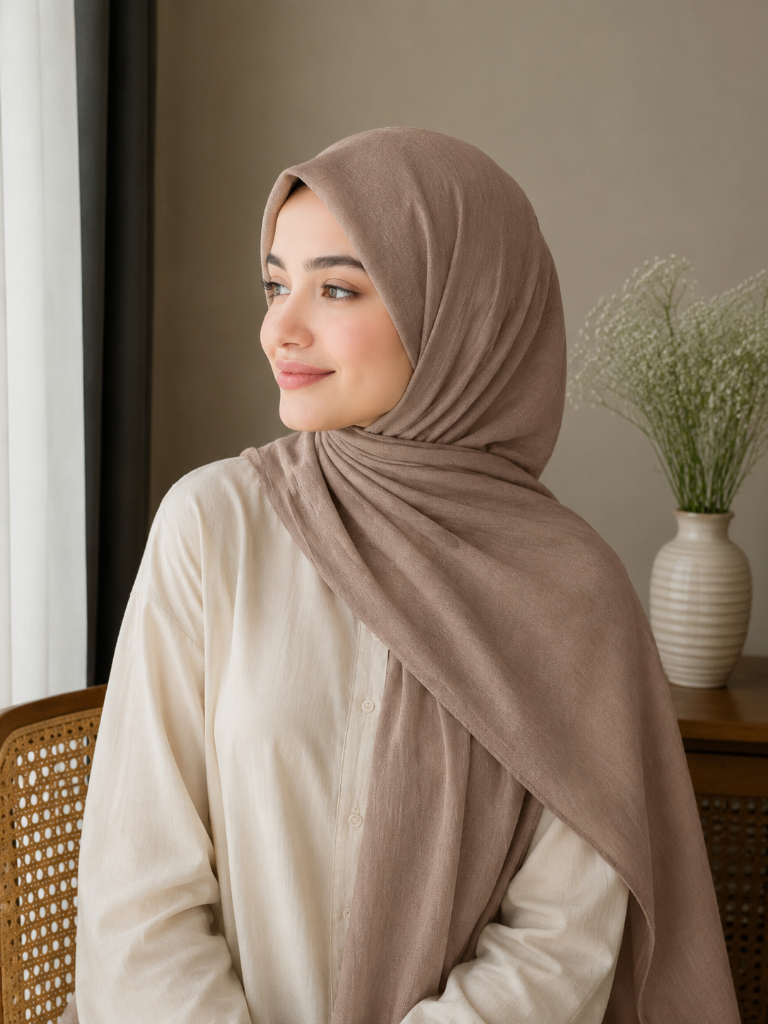 Soft Crush Lawn Hijab in Mocha