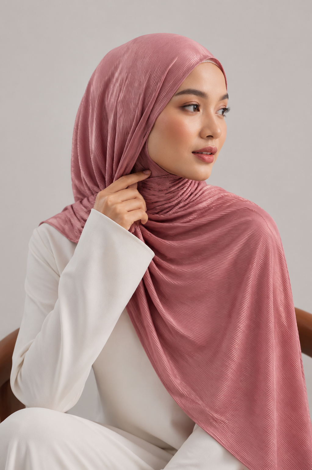 Ribbed Jersey Hijab in Dusty Rose