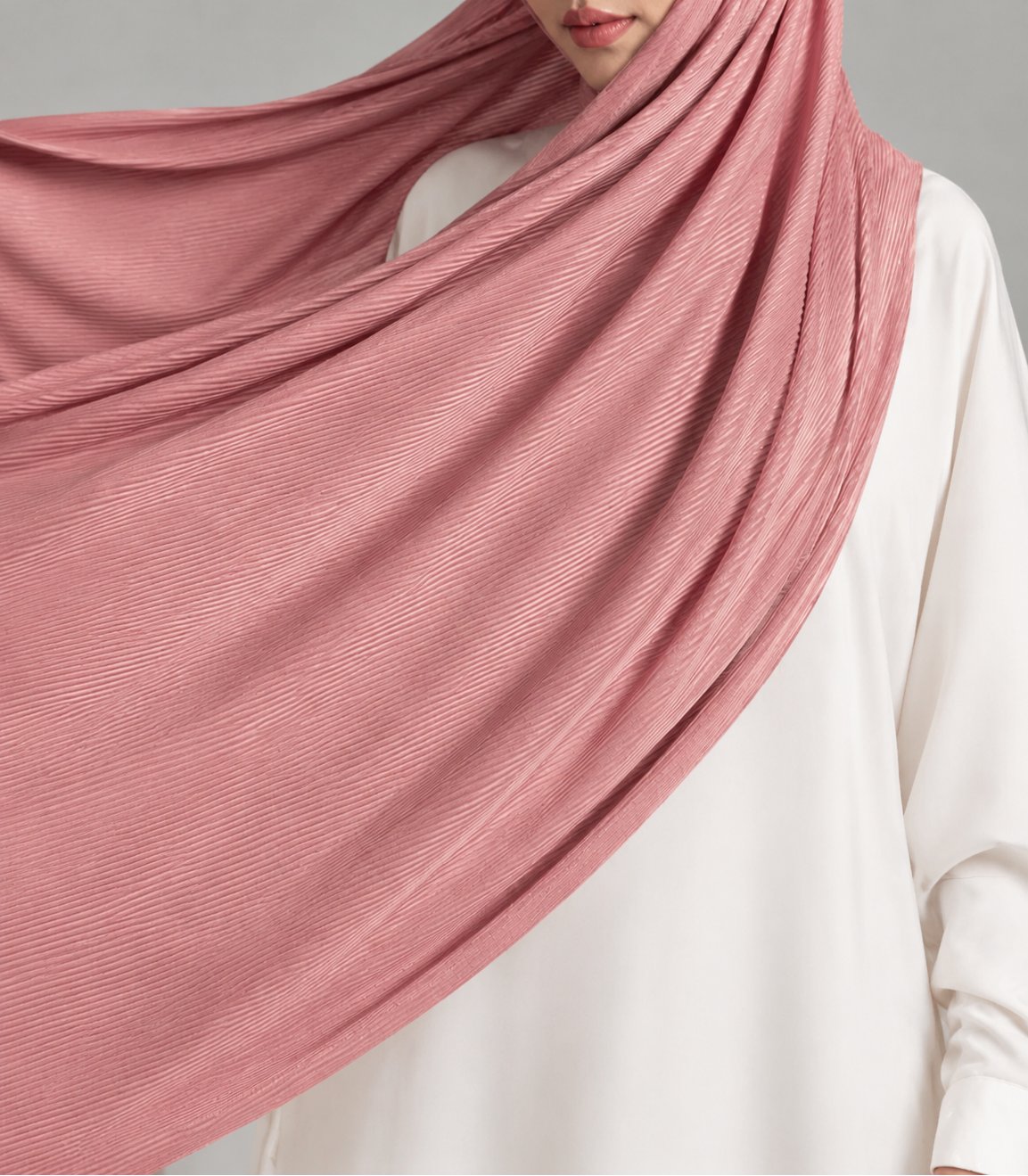 Ribbed Jersey Hijab in Dusty Rose