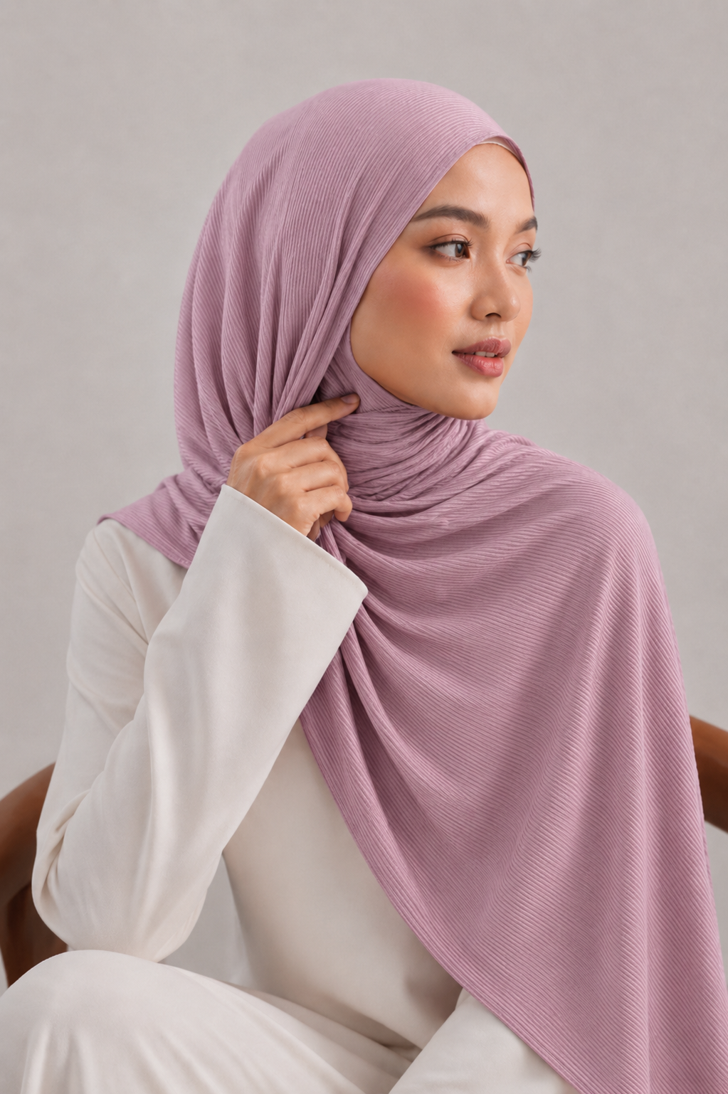 Ribbed Jersey Hijab in Mauve