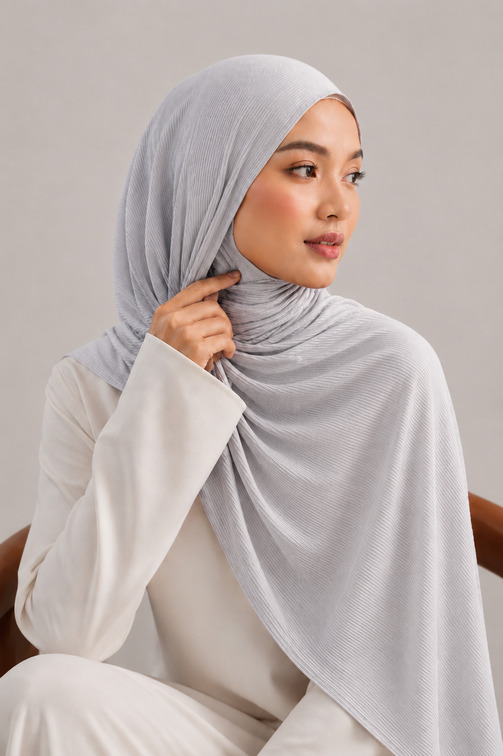 Ribbed Jersey Hijab in Ice Grey