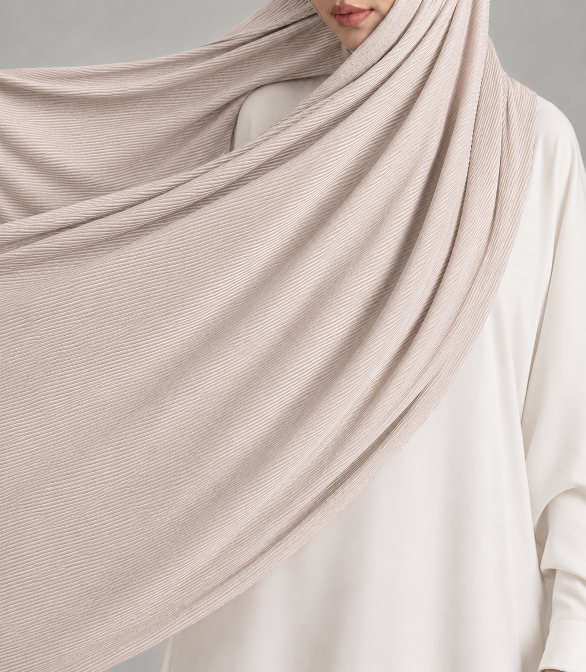 Ribbed Jersey Hijab in Cream