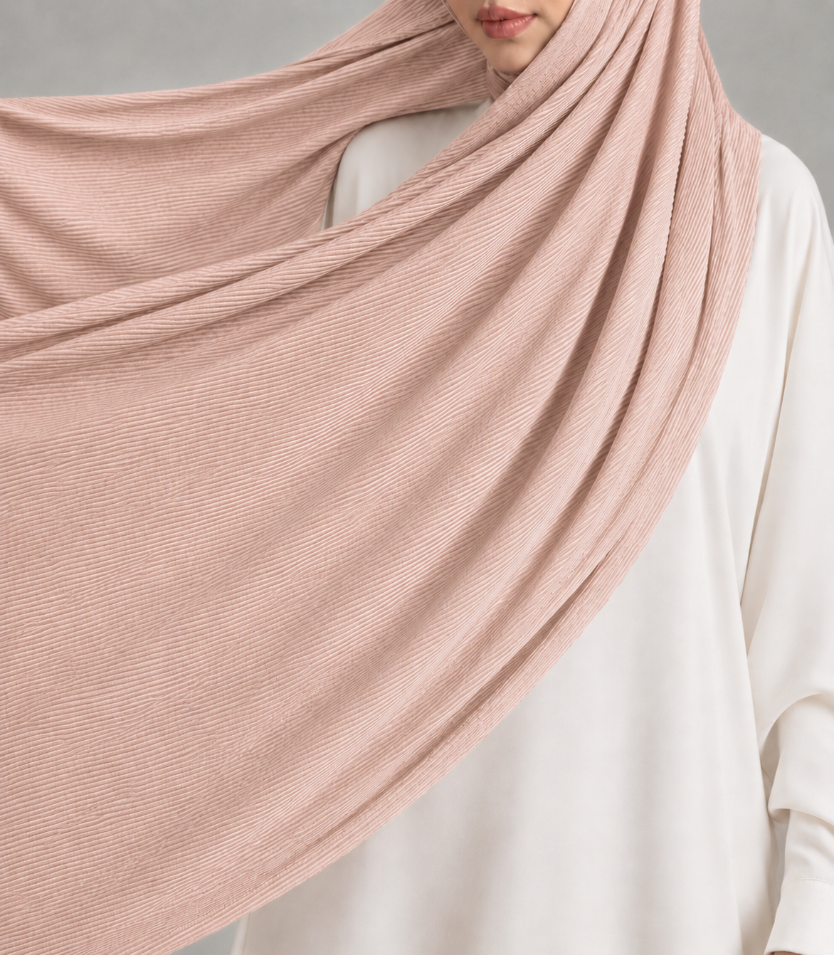 Ribbed Jersey Hijab in Soft Nude