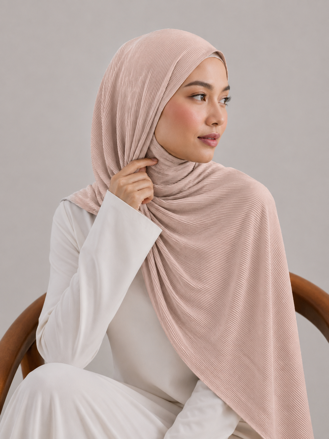 Ribbed Jersey Hijab in Soft Nude