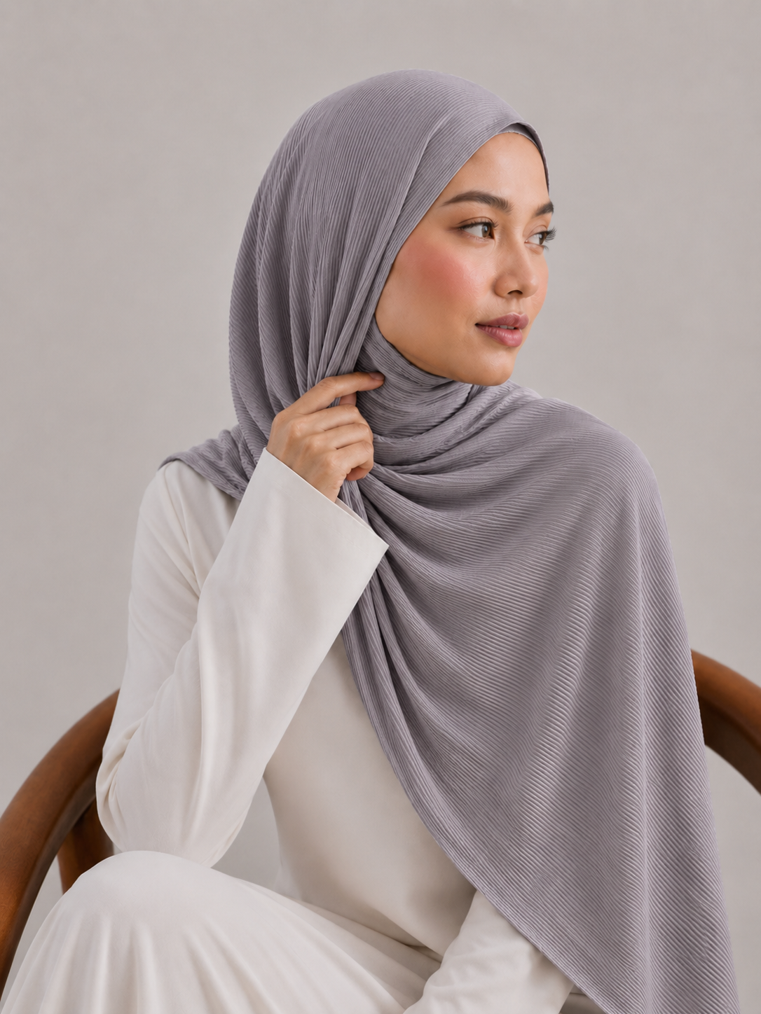 Ribbed Jersey Hijab in Charcoal Grey