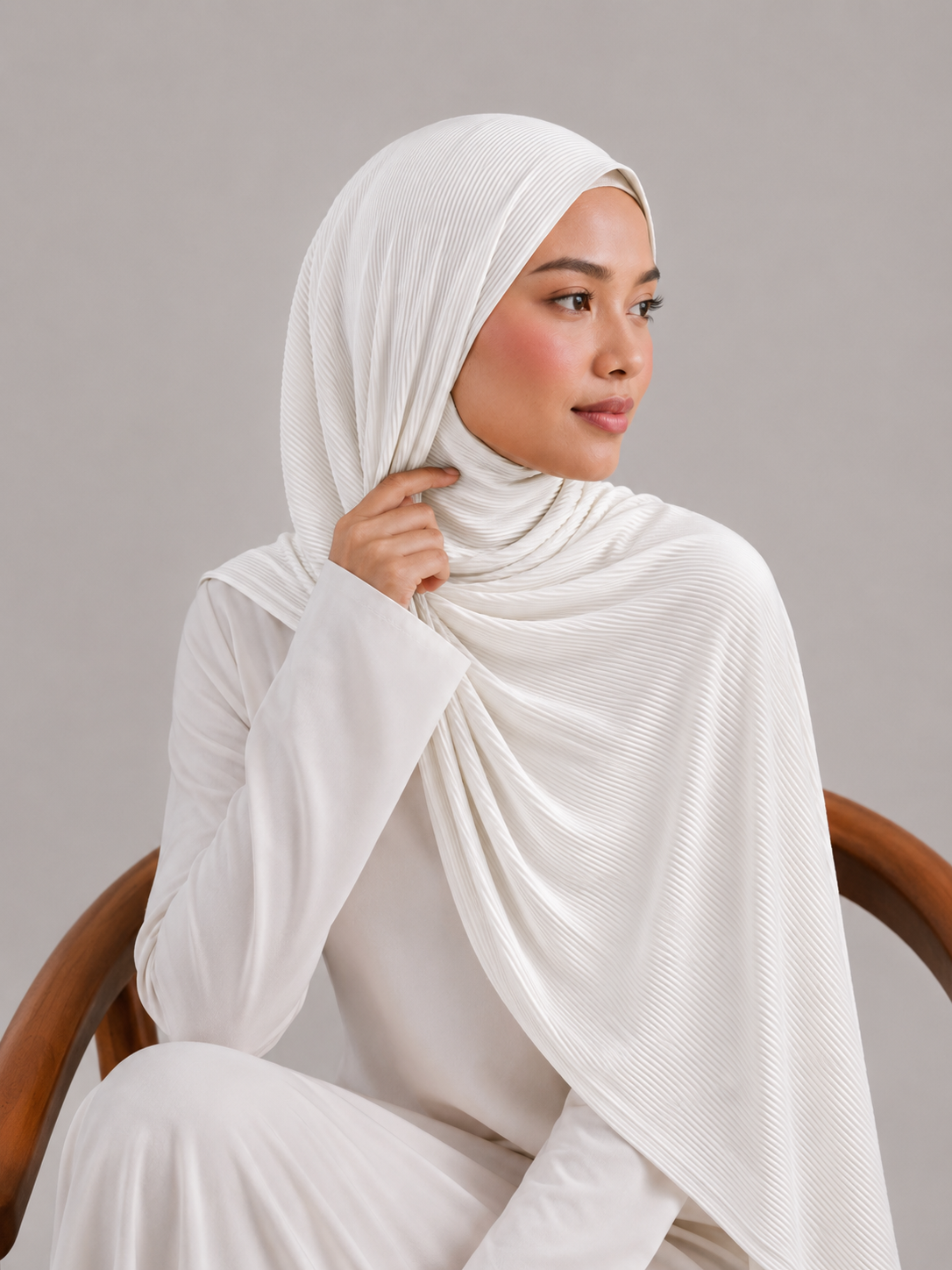 Ribbed Jersey Hijab in Off White