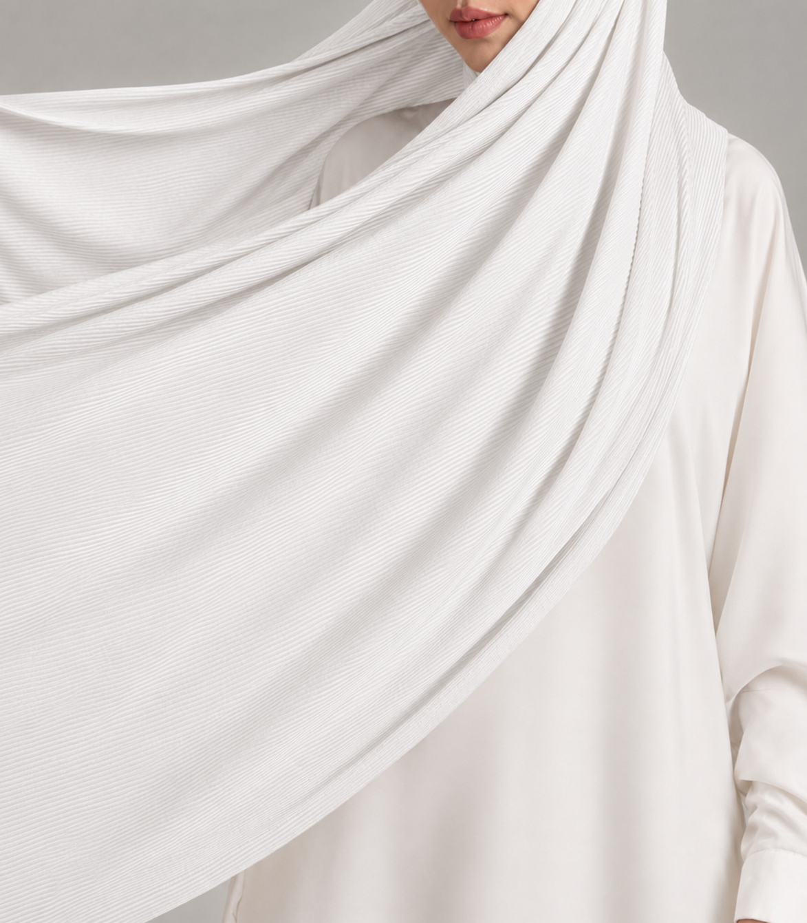 Ribbed Jersey Hijab in Off White