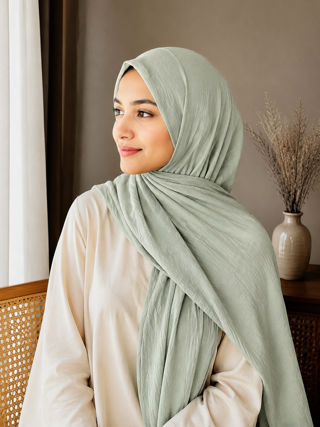 Soft Crush Lawn Hijab in Mint Green
