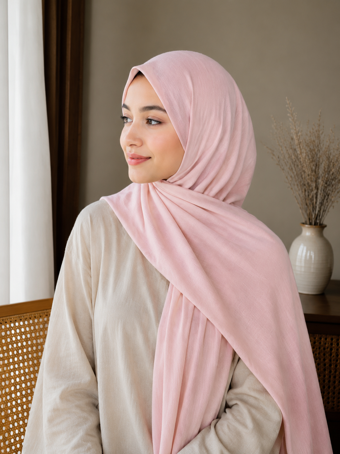 Soft Crush Lawn Hijab in Powder Pink