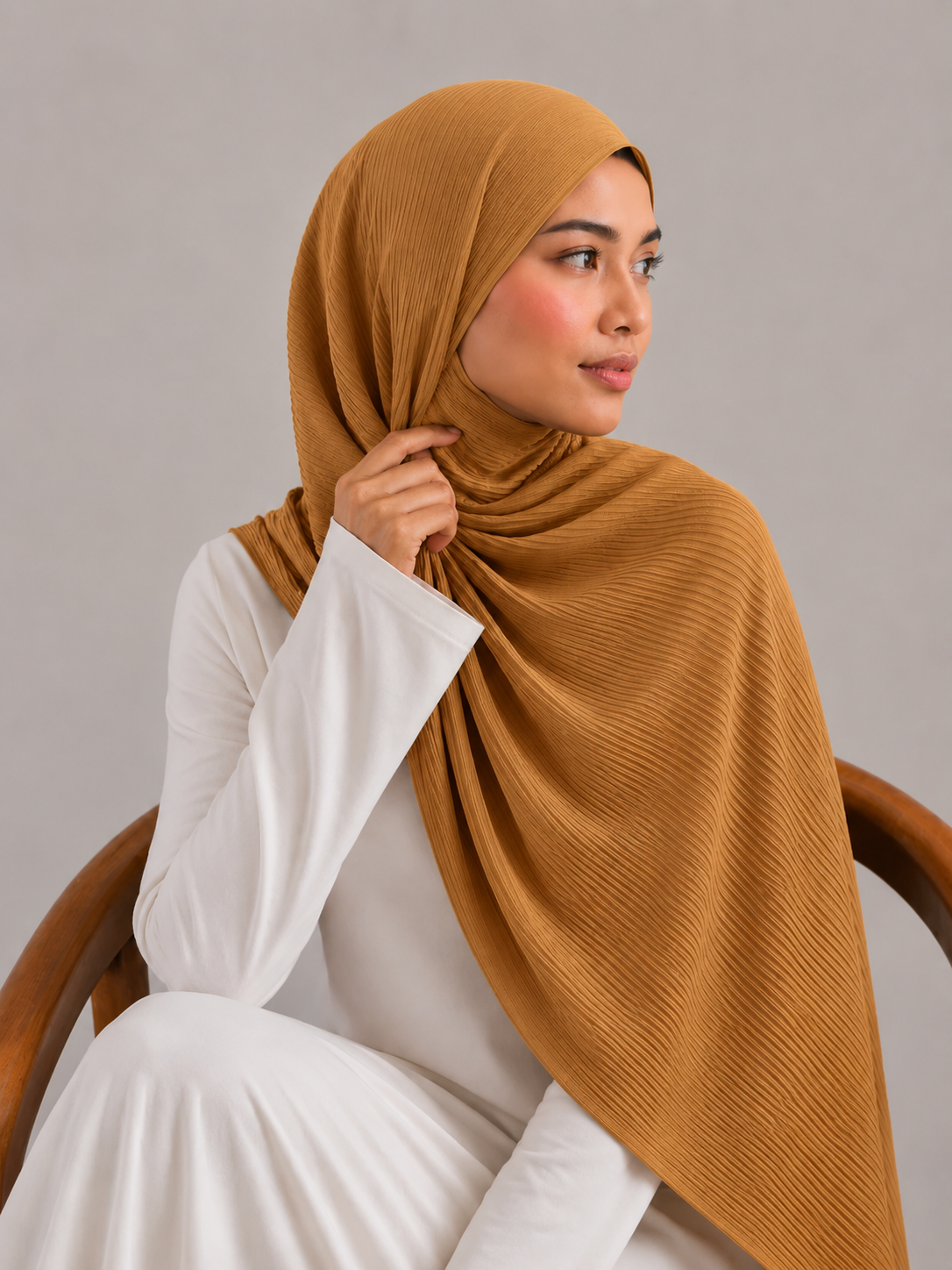 Ribbed Jersey Hijab in Mustard