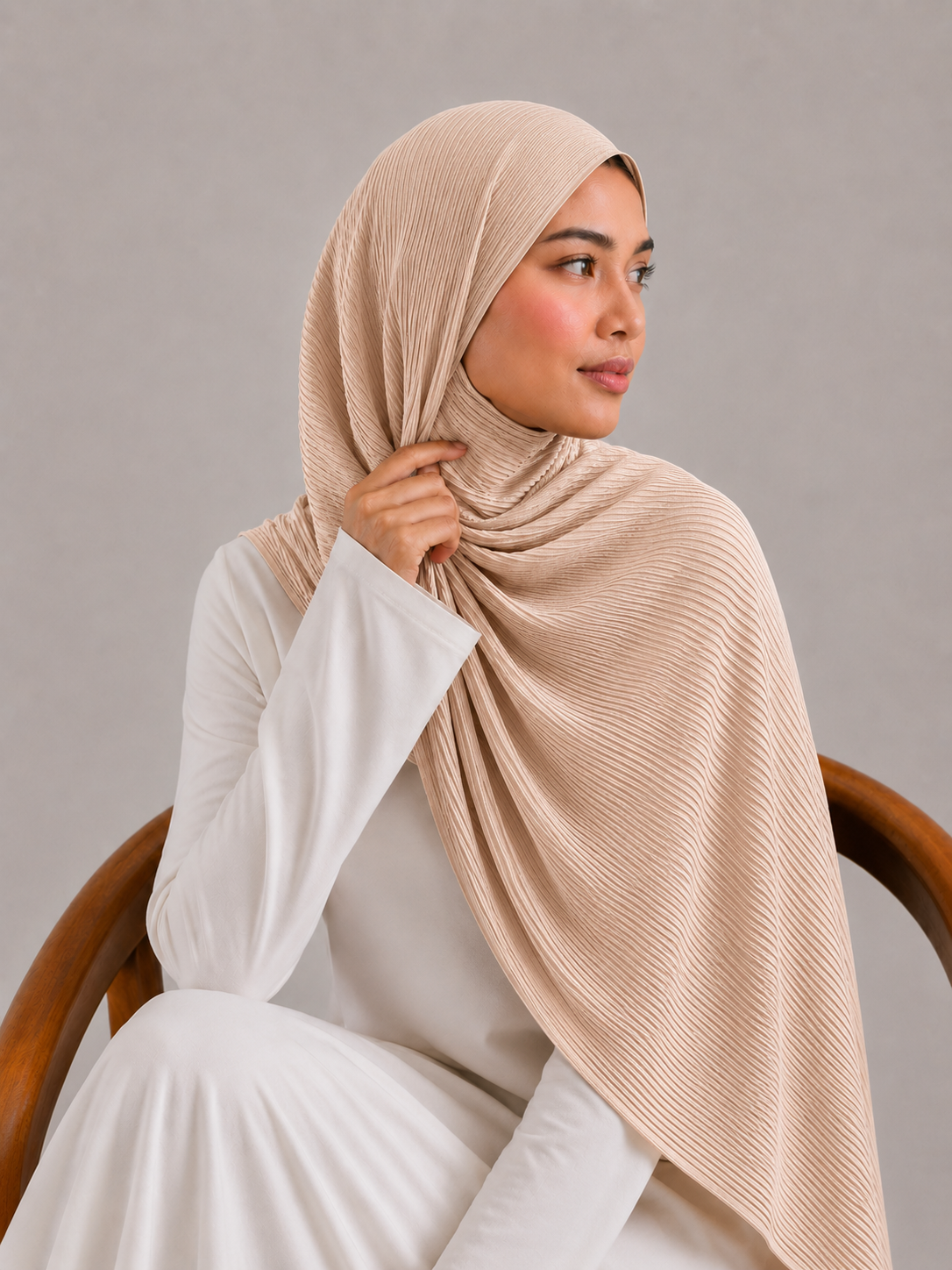 Ribbed Jersey Hijab in Champagne Gold