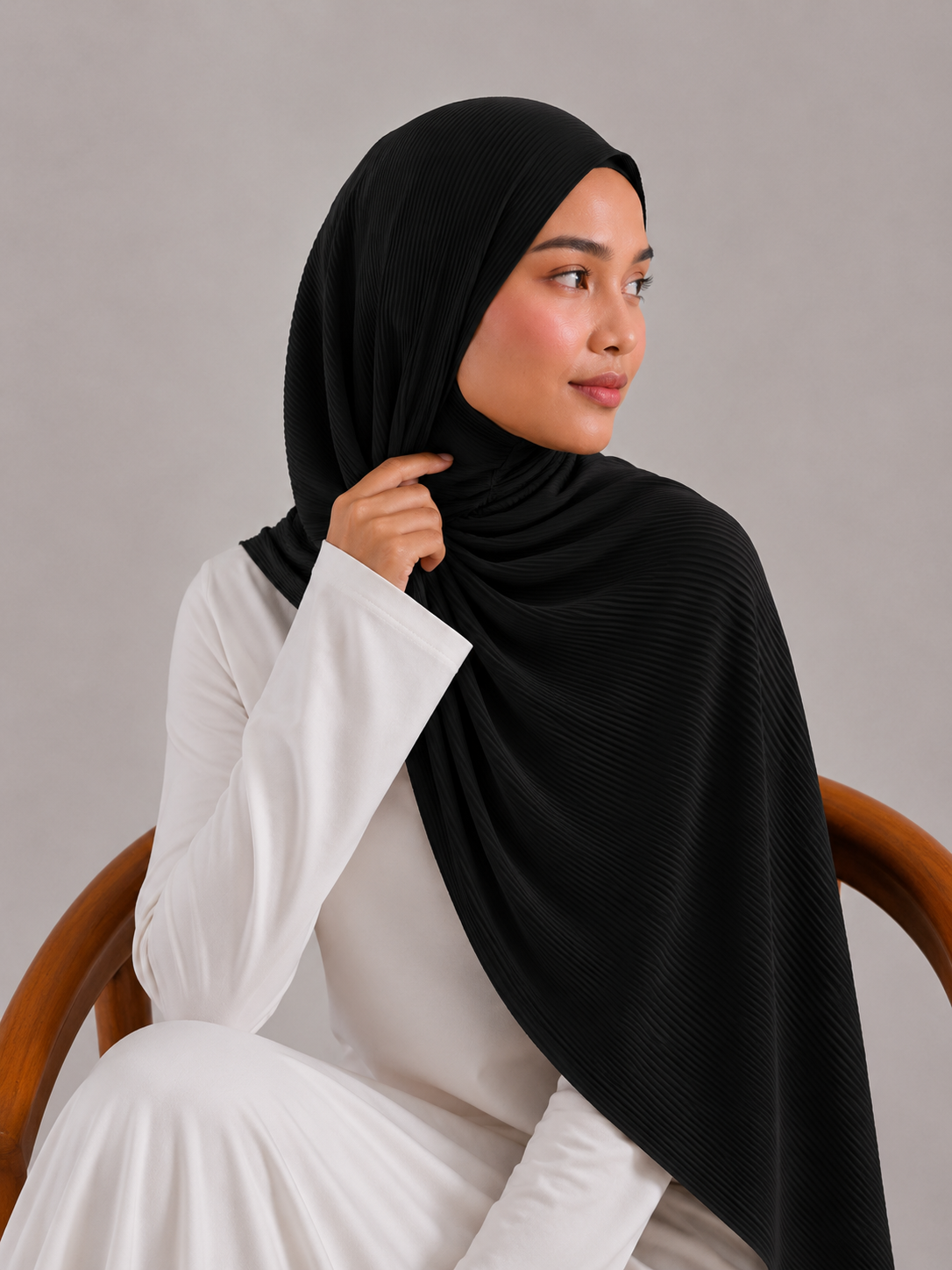 Ribbed Jersey Hijab in Black