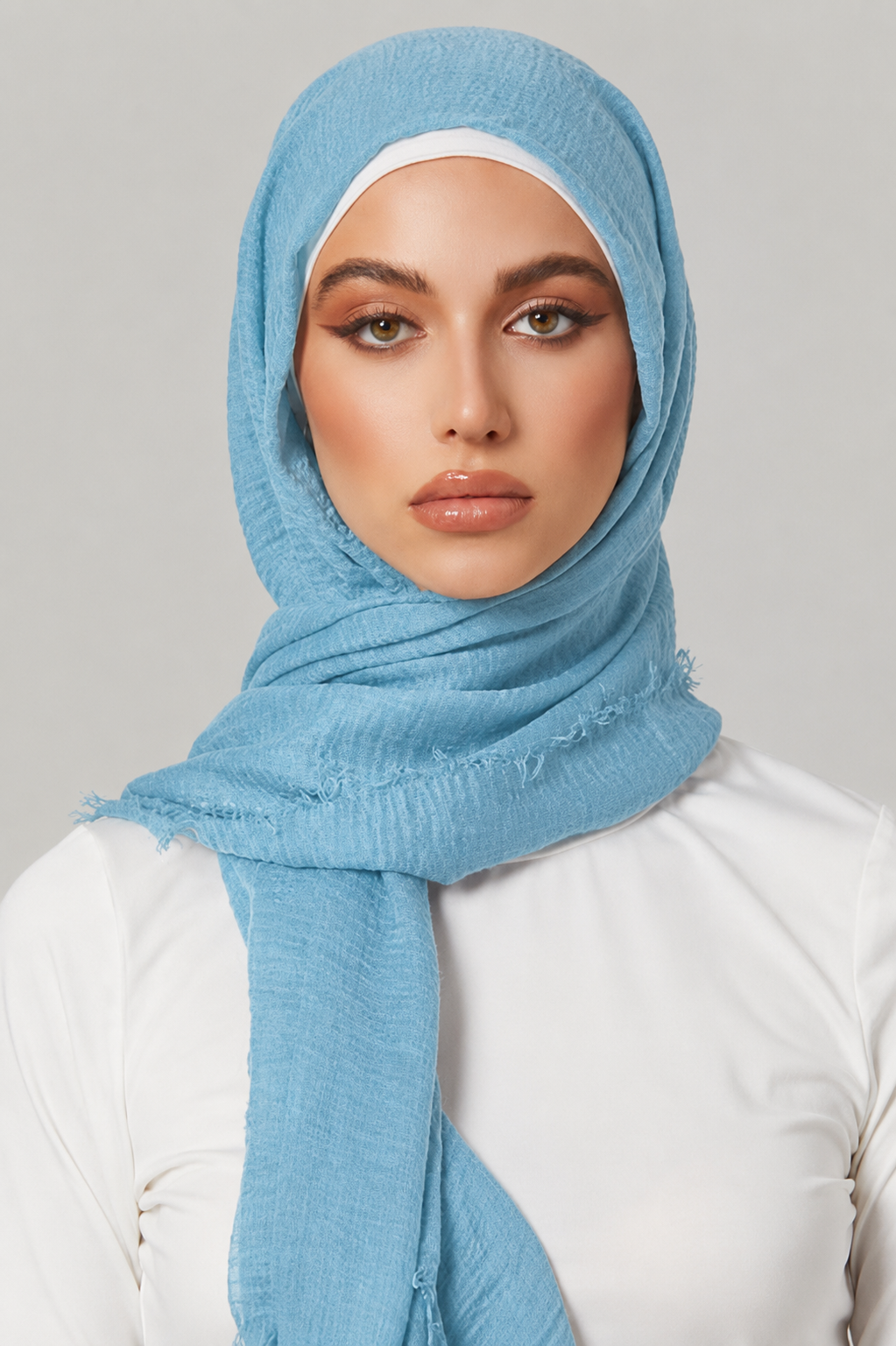 Soft Crinkle Viscose Hijab - Sky Blue