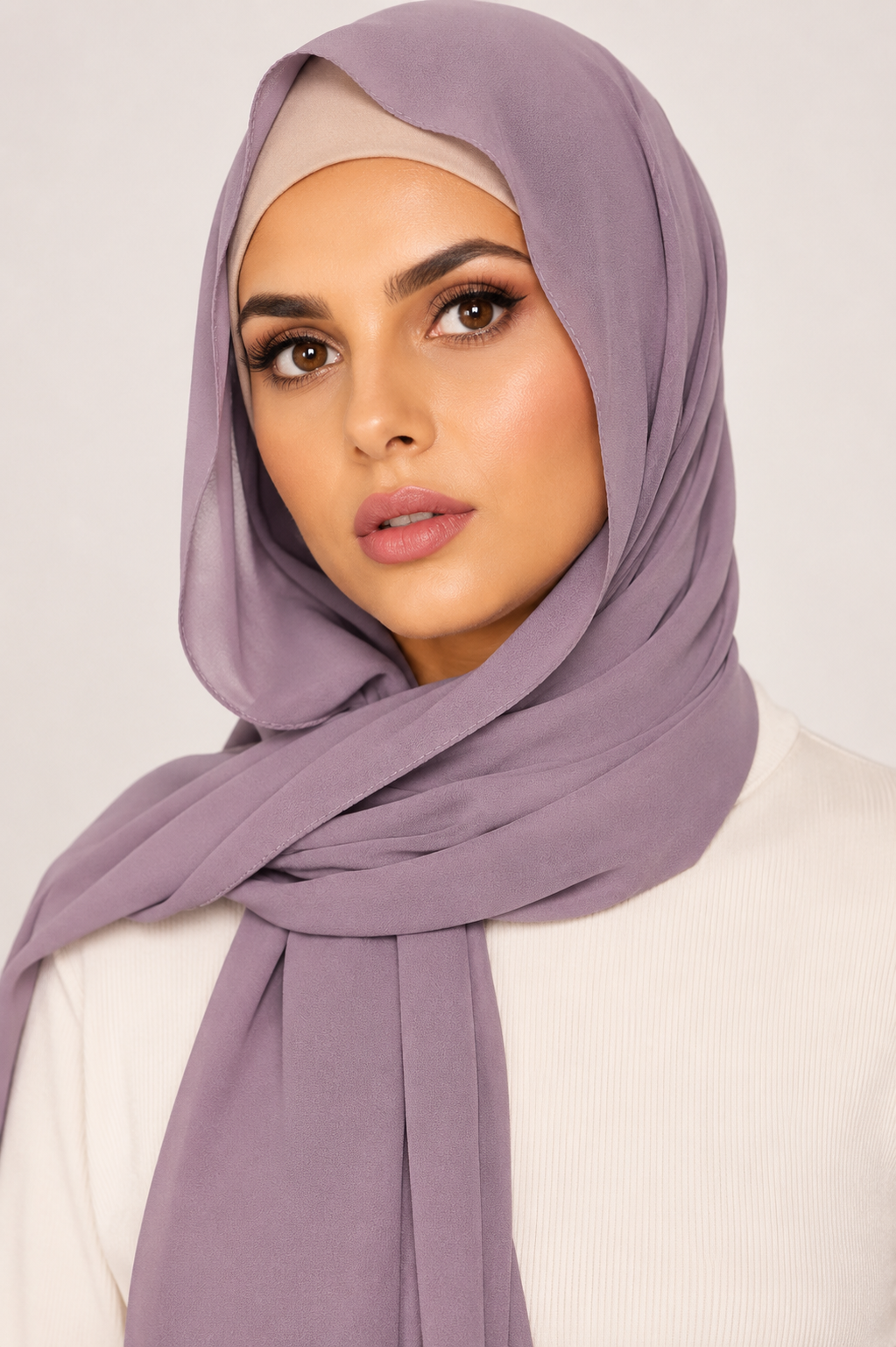 Plain Georgette Hijab in Muted Lilac