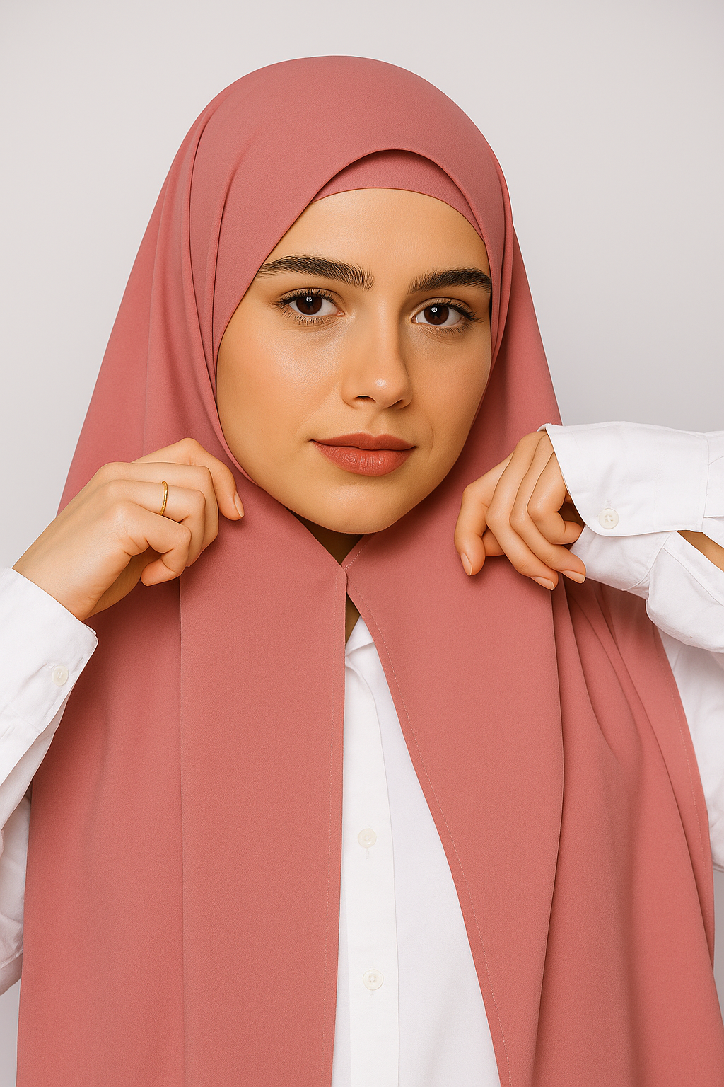 Georgette Instant Hijab With Magnet In Dusty Pink