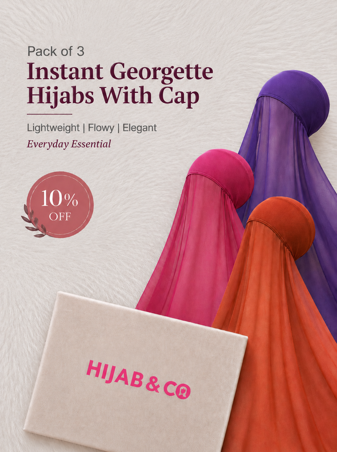 Pack of 3 Georgette Instant Hijabs