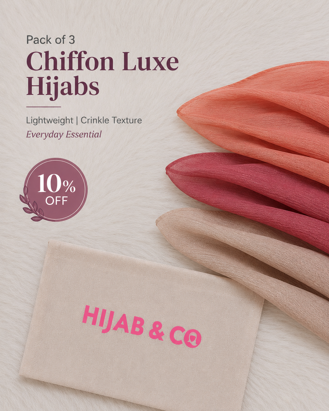 Pack Of 3 Chiffon Luxe Hijabs