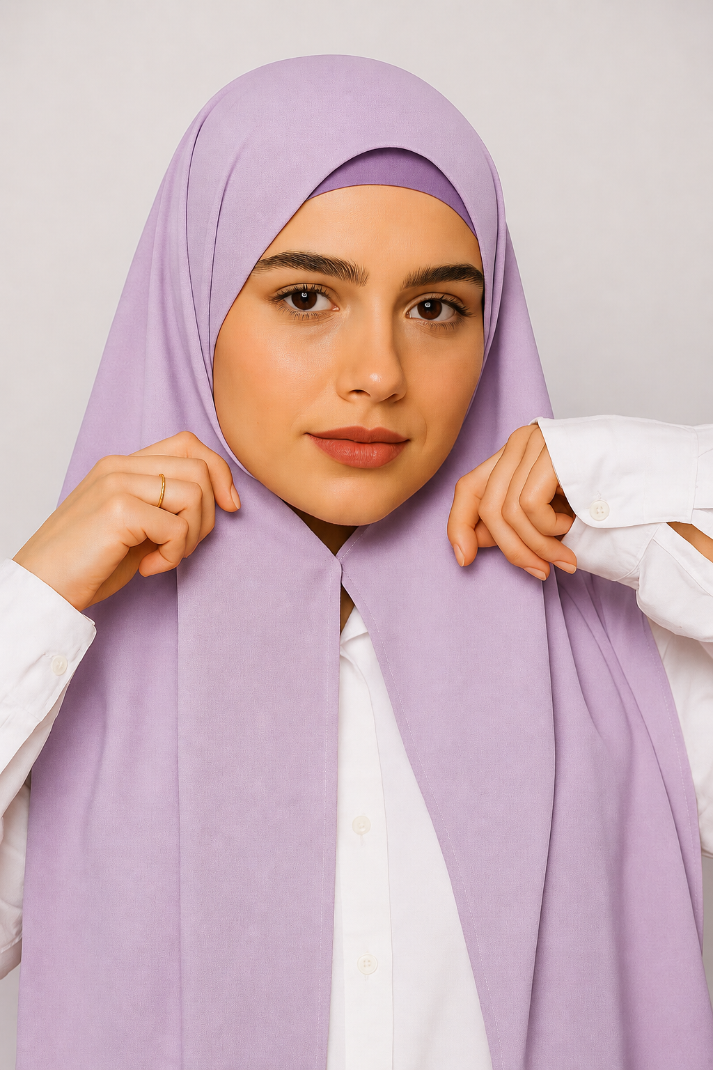 Georgette Instant Hijab With Magnet In Soft Mauve