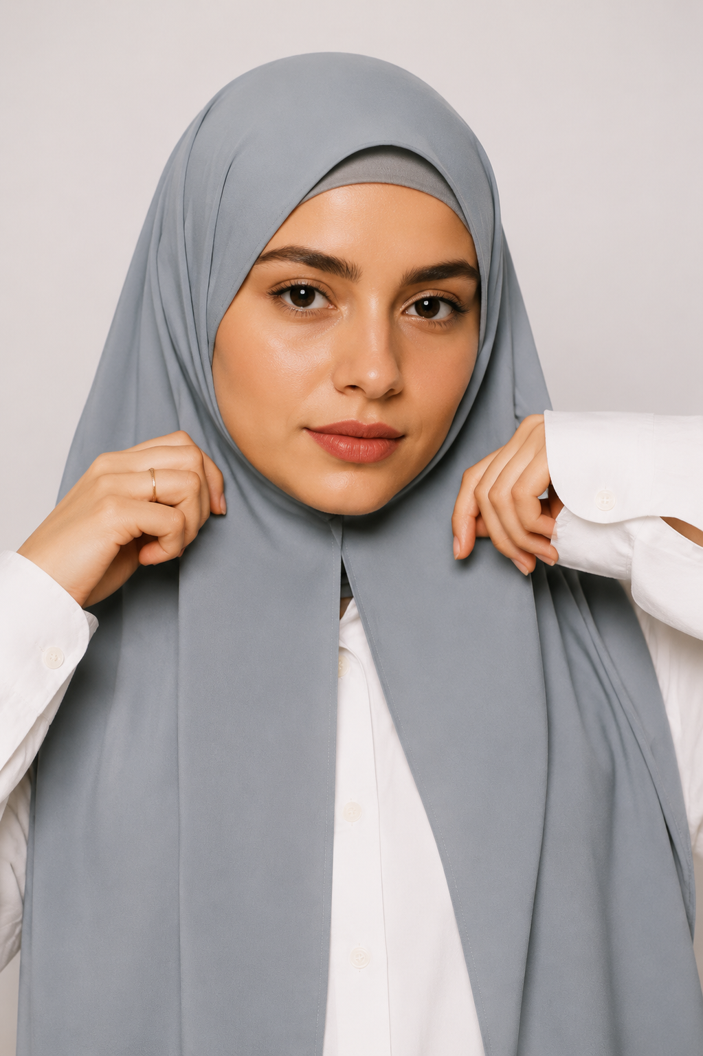 Georgette Instant Hijab With Magnet In Powder Blue