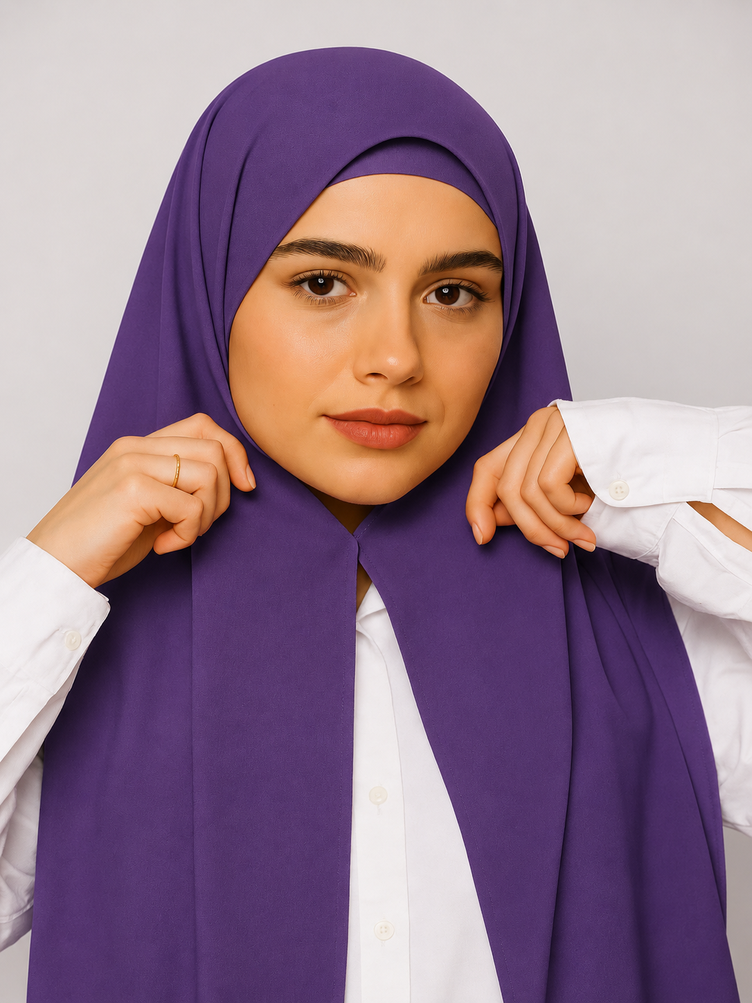 Georgette Instant Hijab With Magnet In Purple