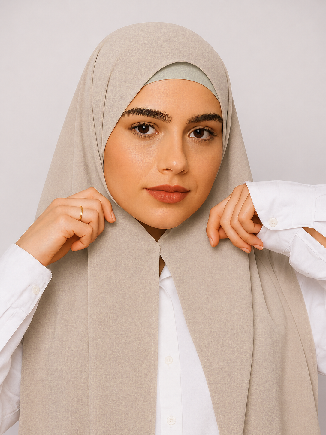 Georgette Instant Hijab With Magnet In Beige