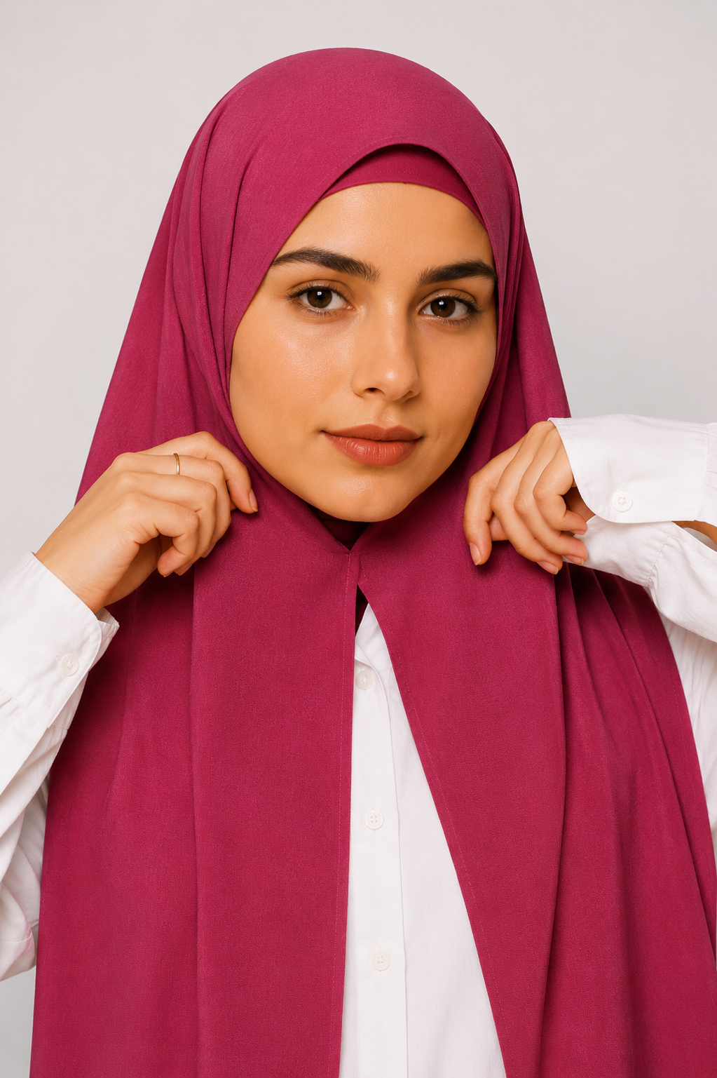Georgette Instant Hijab With Magnet In Deep Maroon