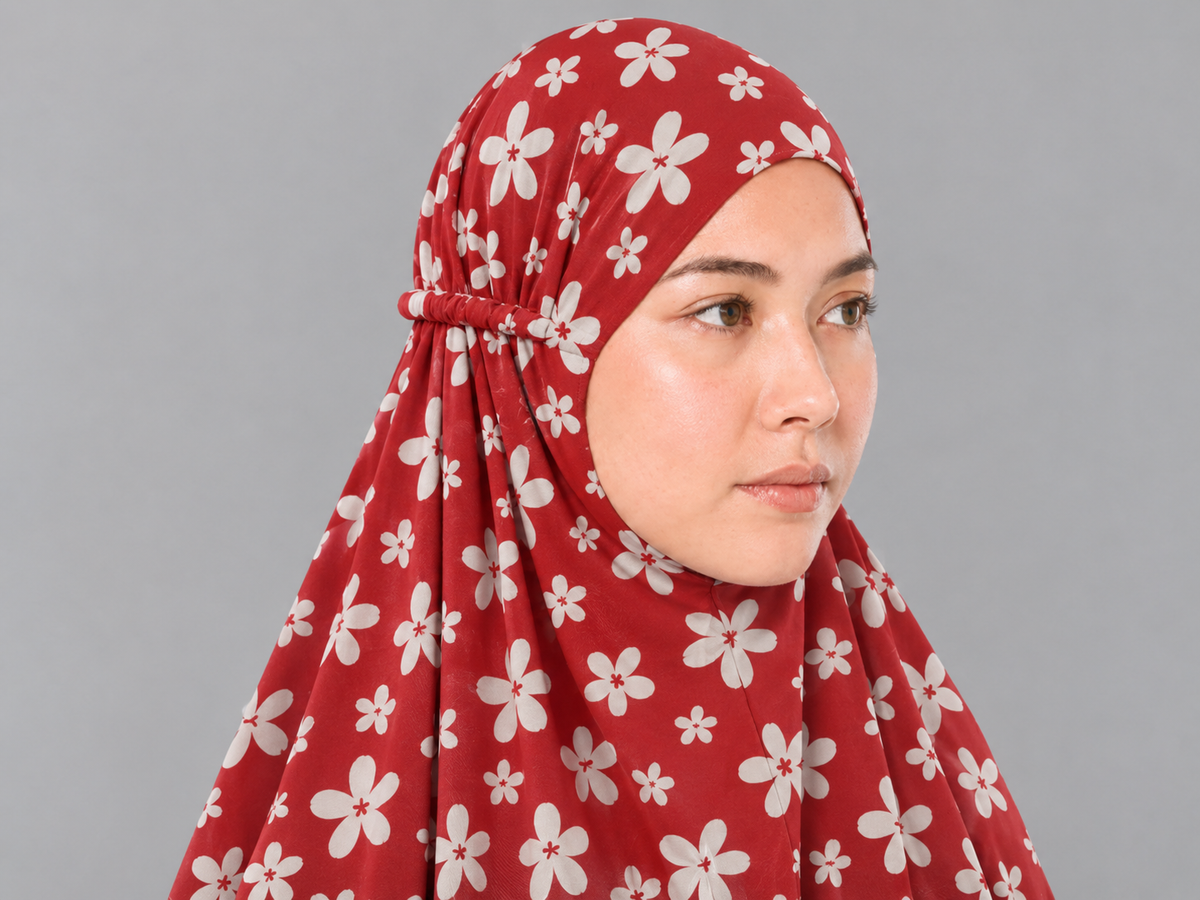 Red Namaz Chadar - Blossom Print